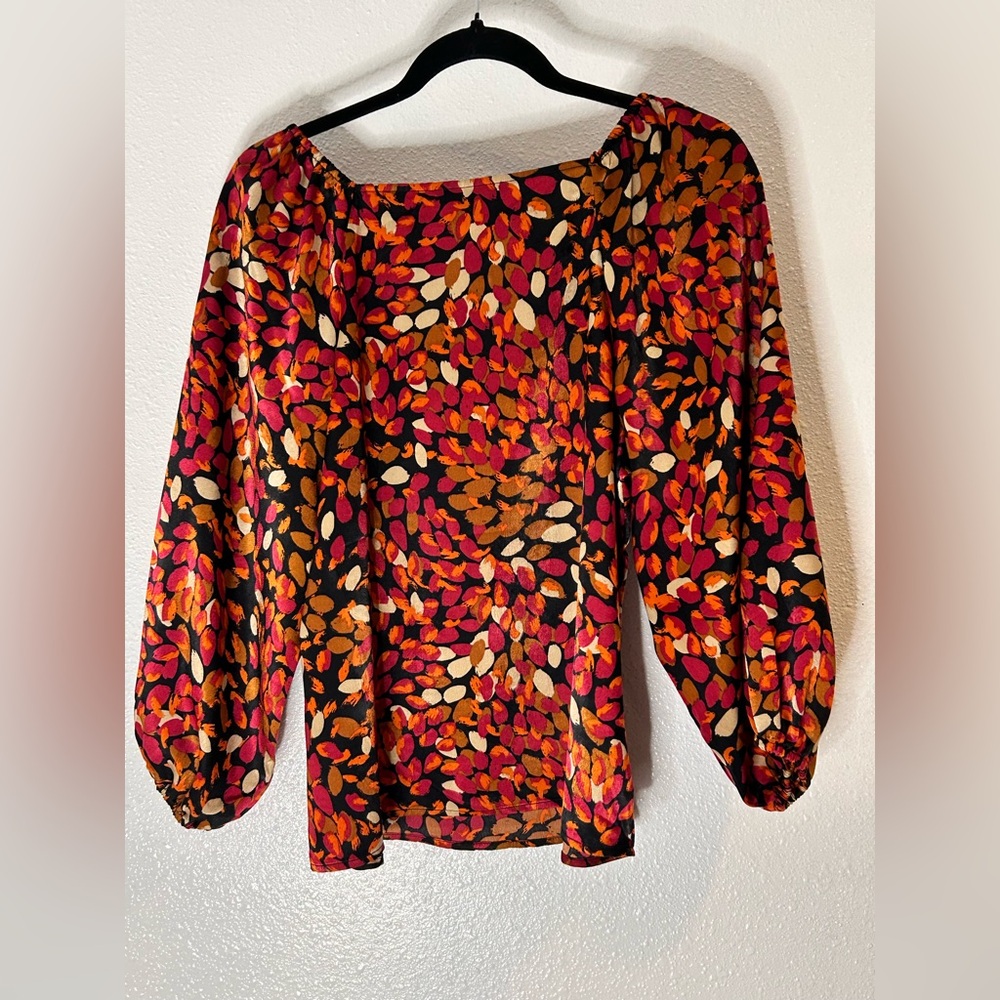 Liverpool Multicolor Leaf Pattern Blouse Size Sma… - image 3